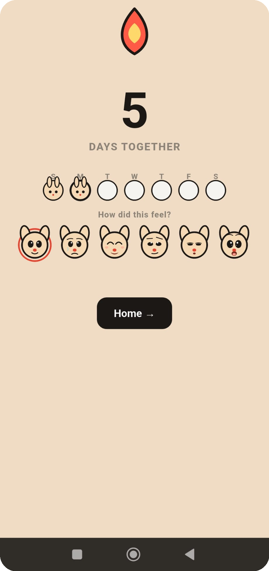 Streak and mood picker screen